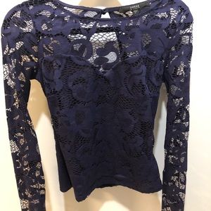 Guess purple lace long sleeve top size S